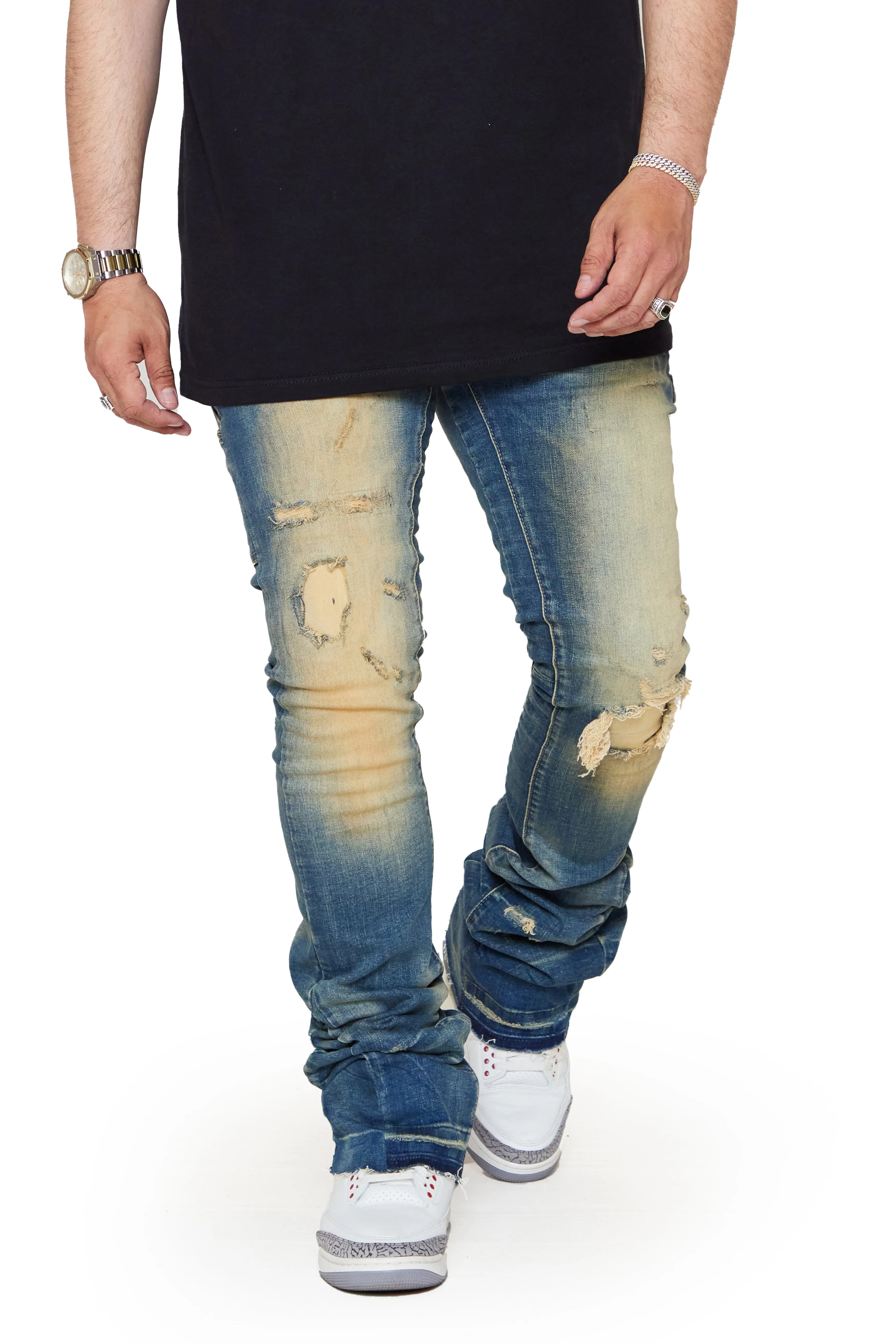“COMBAT" DIRTY VINTAGE SUPER STACKED FLARE JEAN