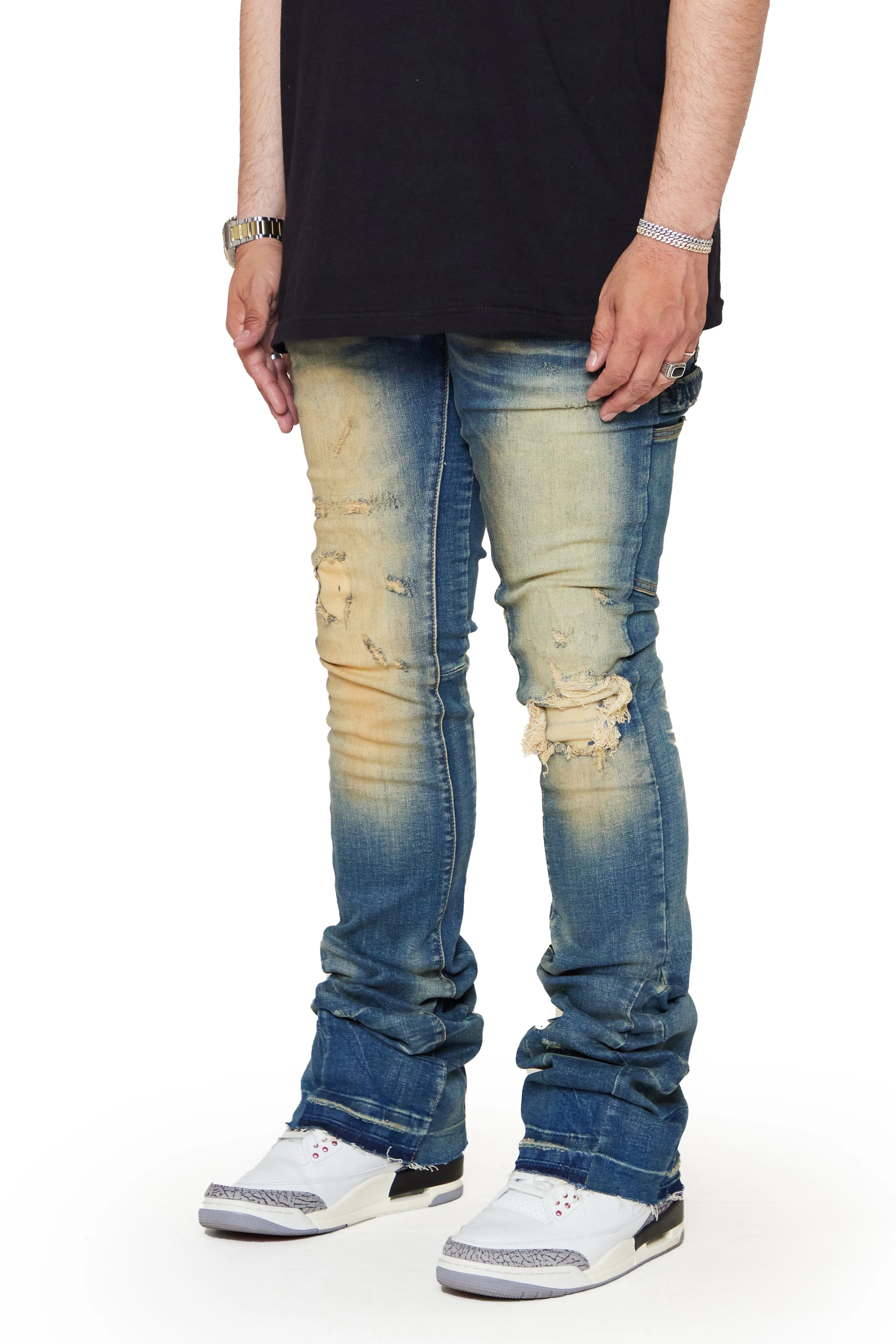 “COMBAT" DIRTY VINTAGE SUPER STACKED FLARE JEAN
