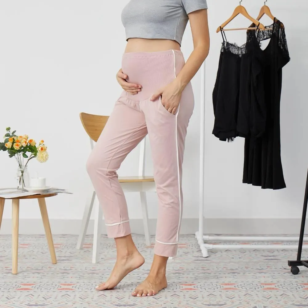 COTTNBABY Maternity Casual Stripes Plain Casual Pants