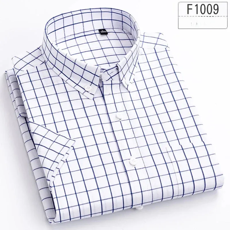 cotton summer short sleeve shirts for men slim fit office clothes