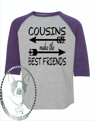Cousins Make the Best Friends with Arrows (design 1) Custom Shirt for Kids, 3/4 Sleeve
