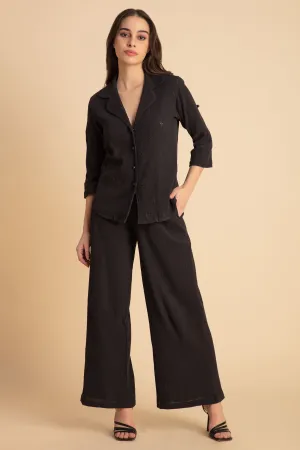 Crepe Shirt Crinkle Pants Set