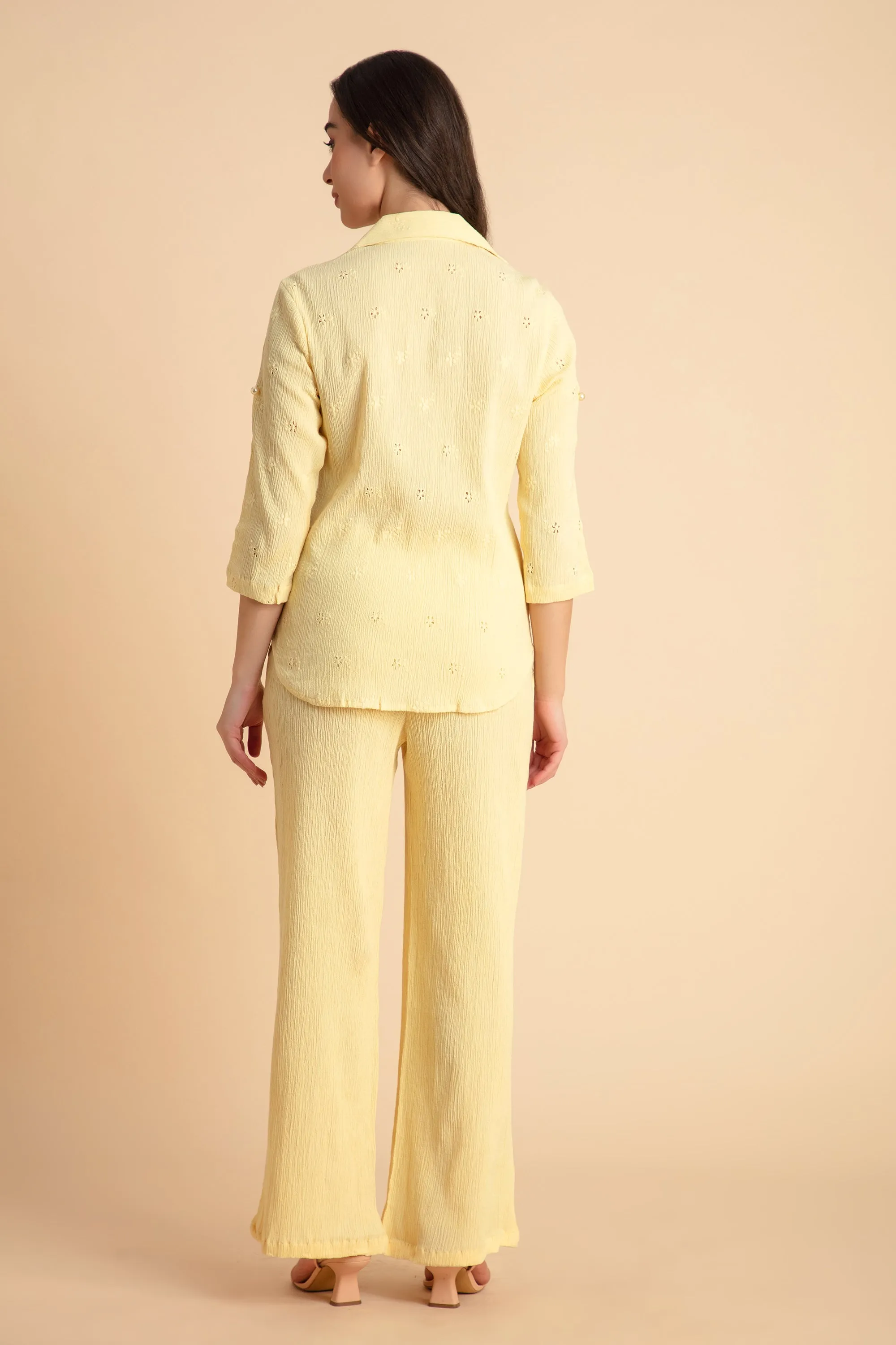 Crepe Shirt Crinkle Pants Set