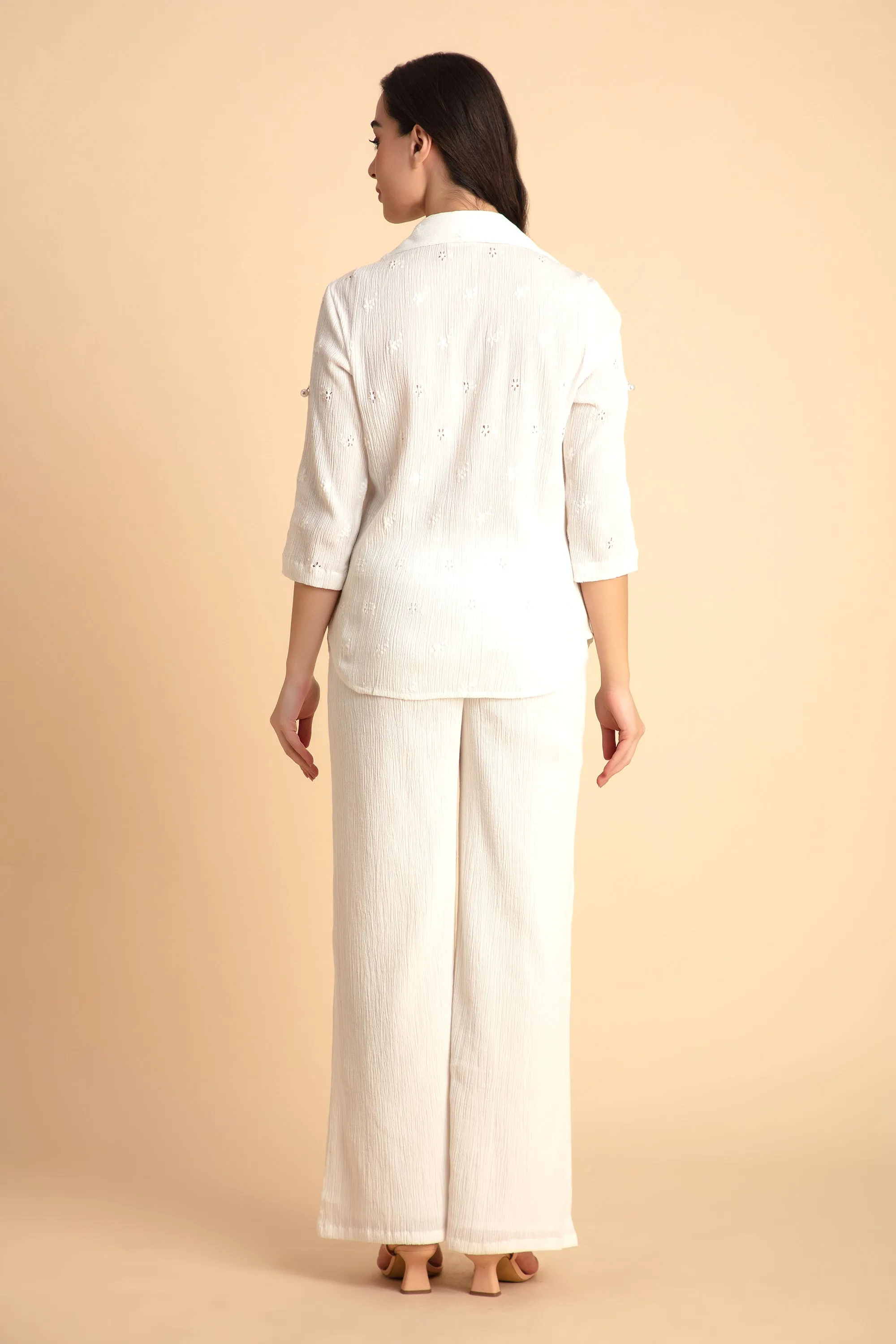 Crepe Shirt Crinkle Pants Set