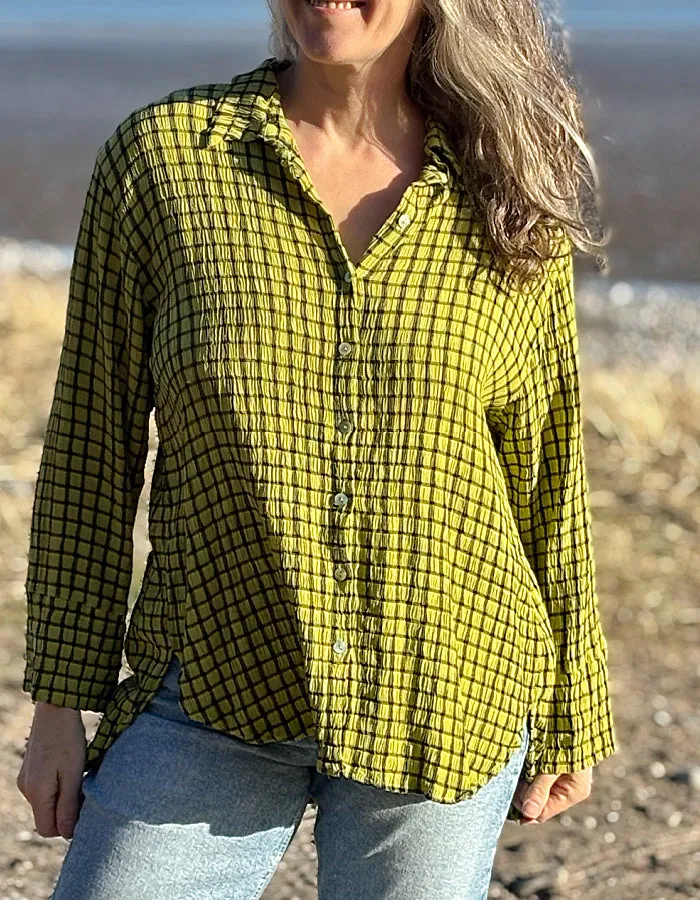 Cut Loose Check Mate Shirt in Verde