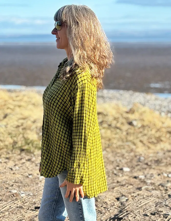 Cut Loose Check Mate Shirt in Verde