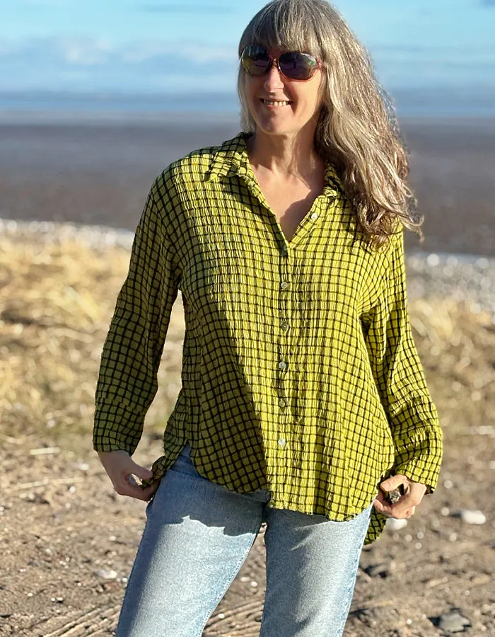 Cut Loose Check Mate Shirt in Verde