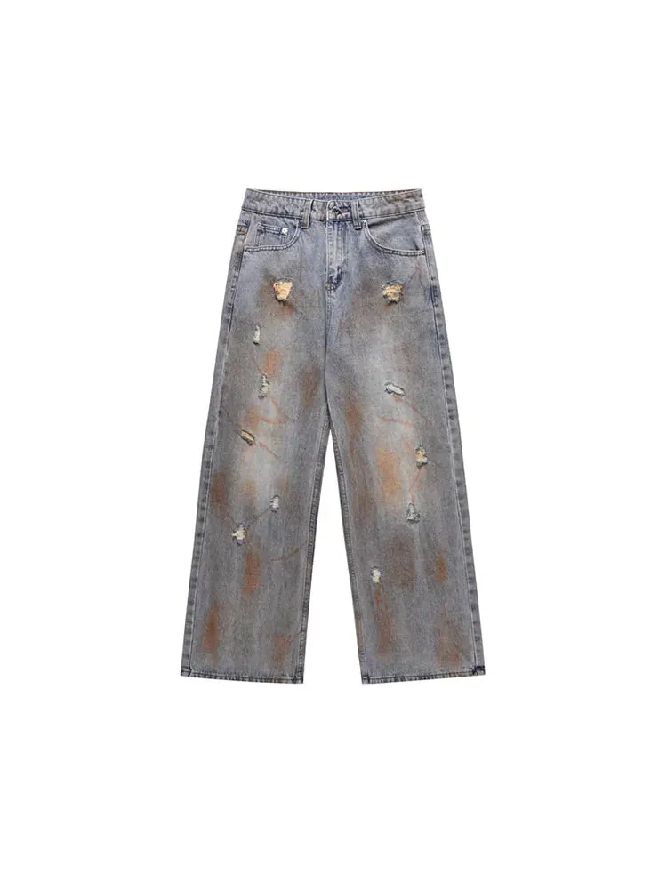 Denim American Damaged Casual Pants