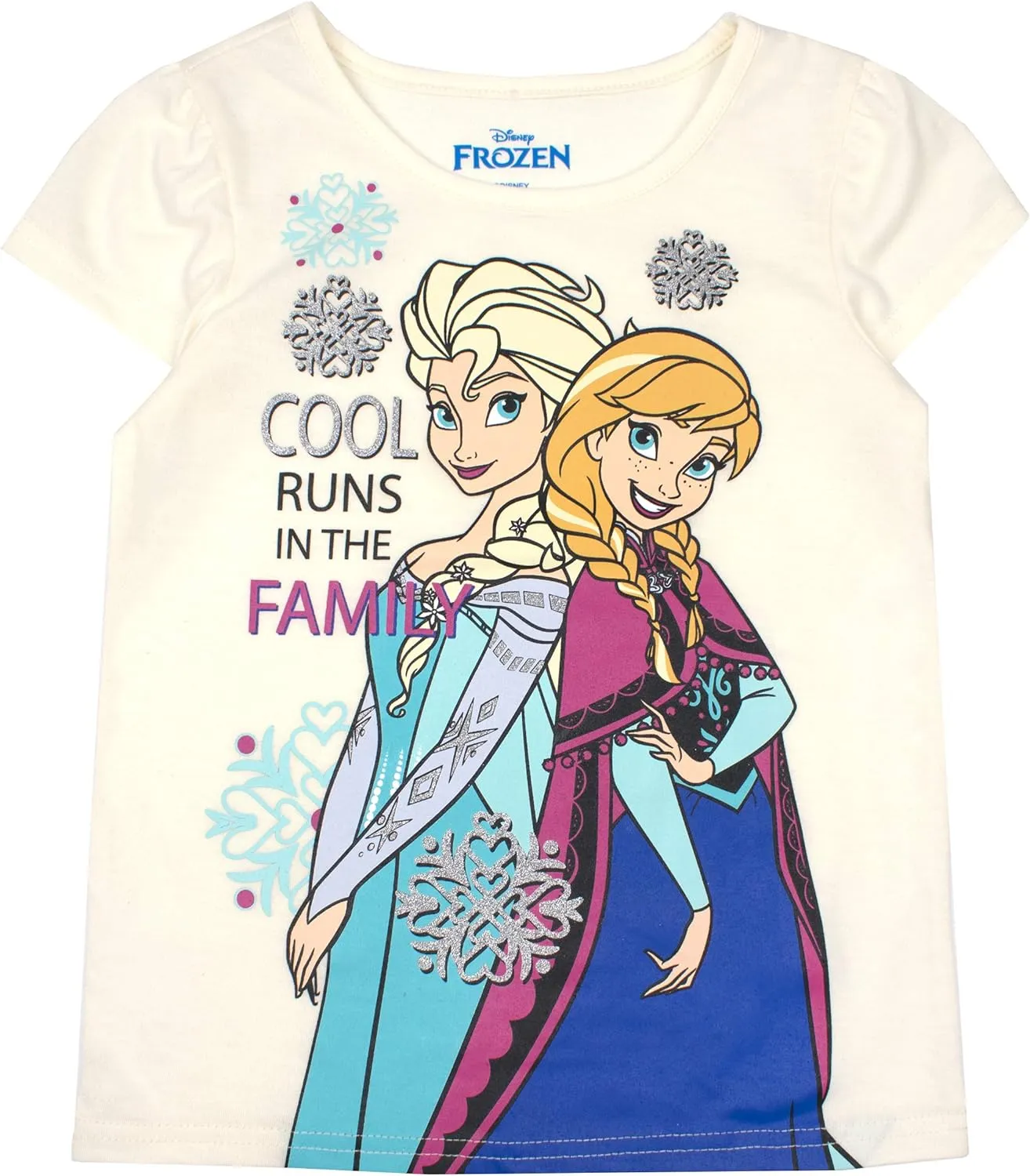 Disney Girls Frozen 3 Pack Shirts Toddler- Grey/White/Purple