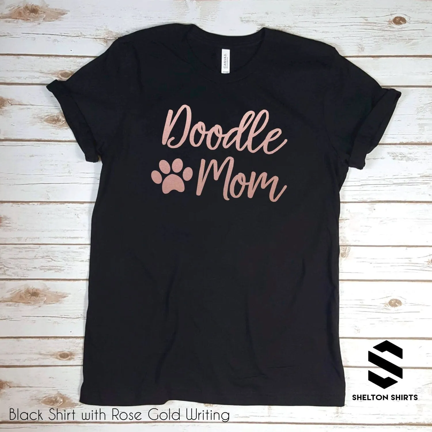 Doodle Mom with Paw Print Super Soft Heather Raspberry Cotton Comfy T-Shirt