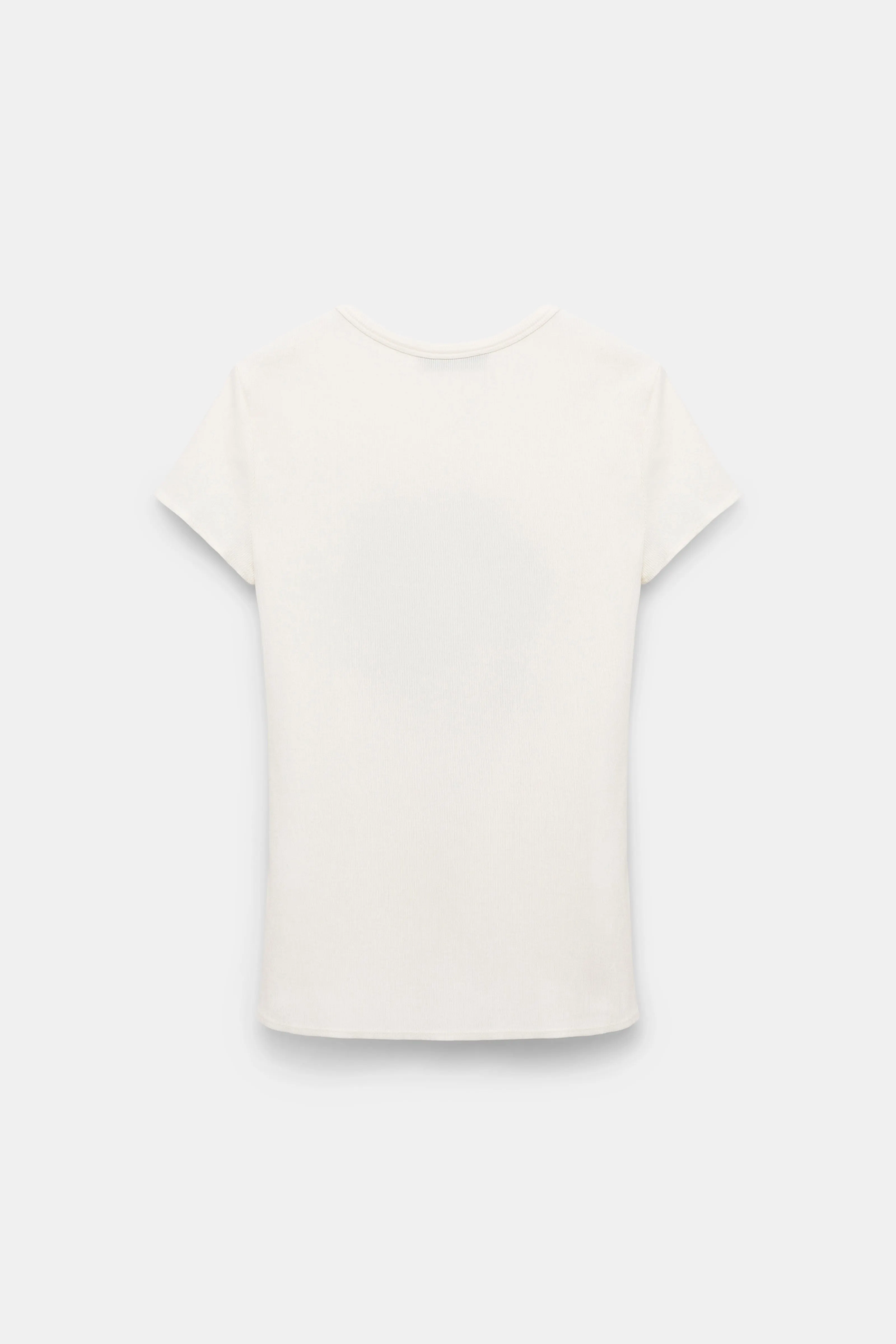 Dorothee Schumacher Fine Rib T-Shirt with Flower Embroidery in Light Yellow
