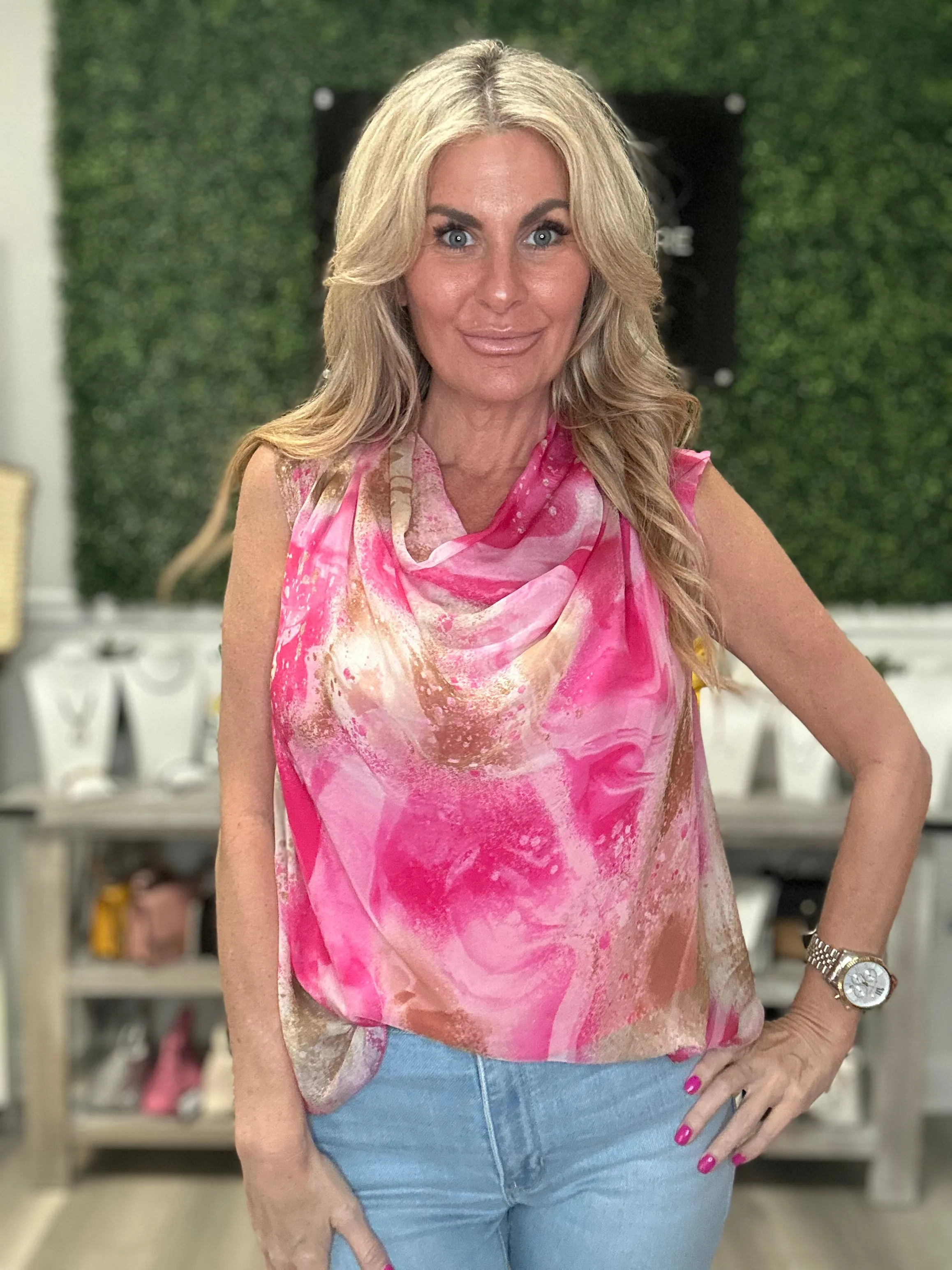 Drape Neck Chiffon Top
