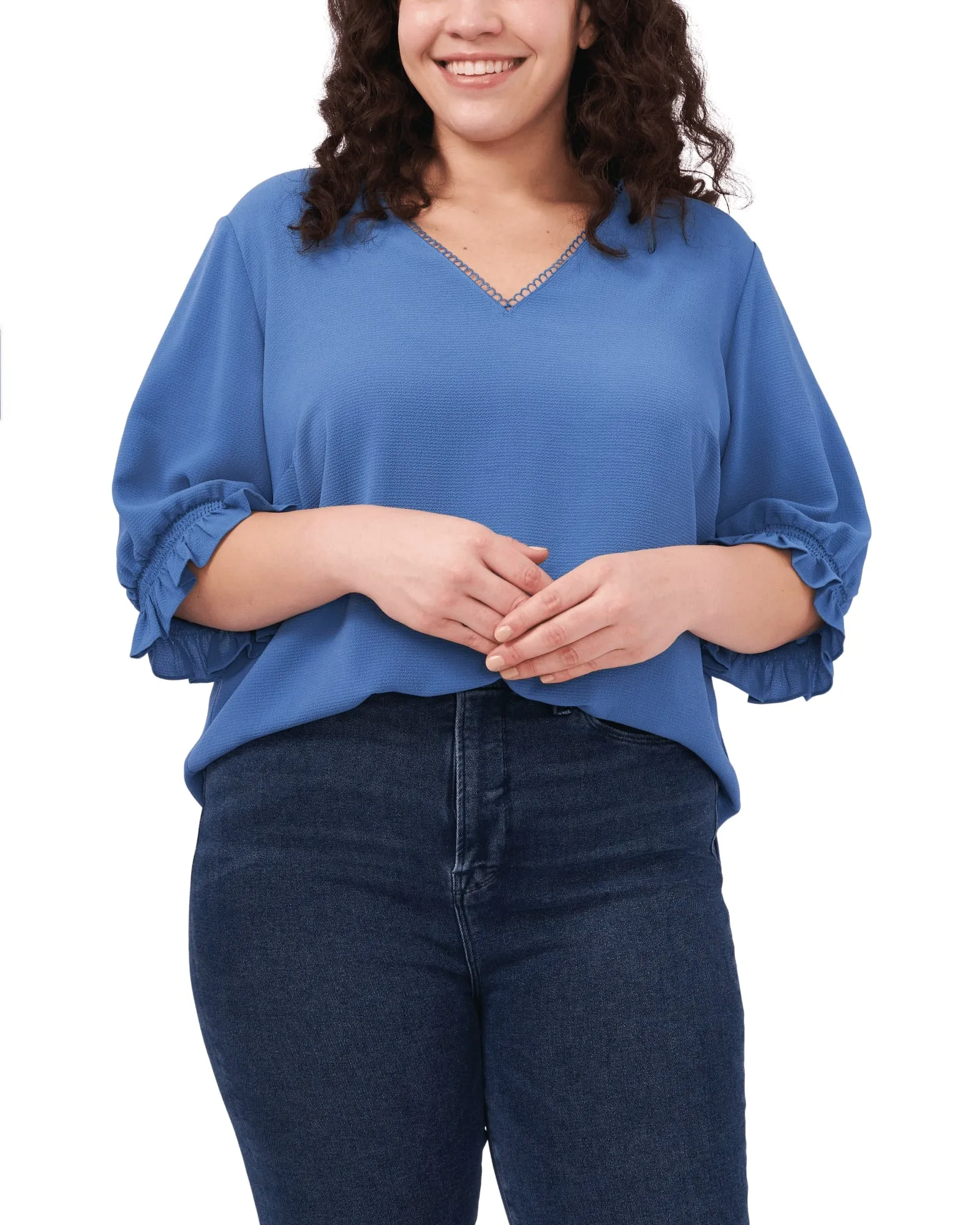 Eleanor Ruffle Sleeve Blouse | BRISK BLUE