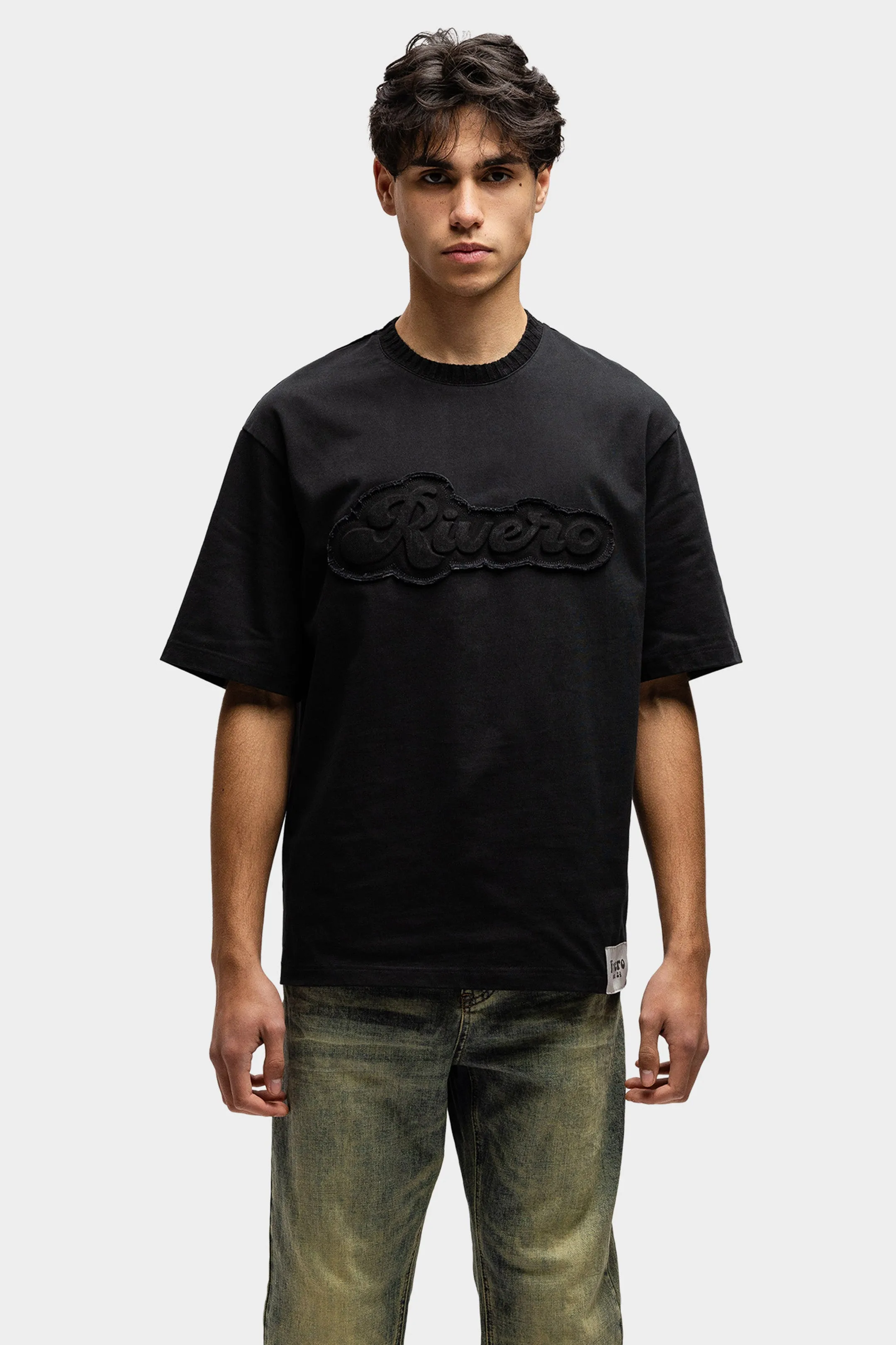 EMBOSSED OVERSIZED T-SHIRT BLACK