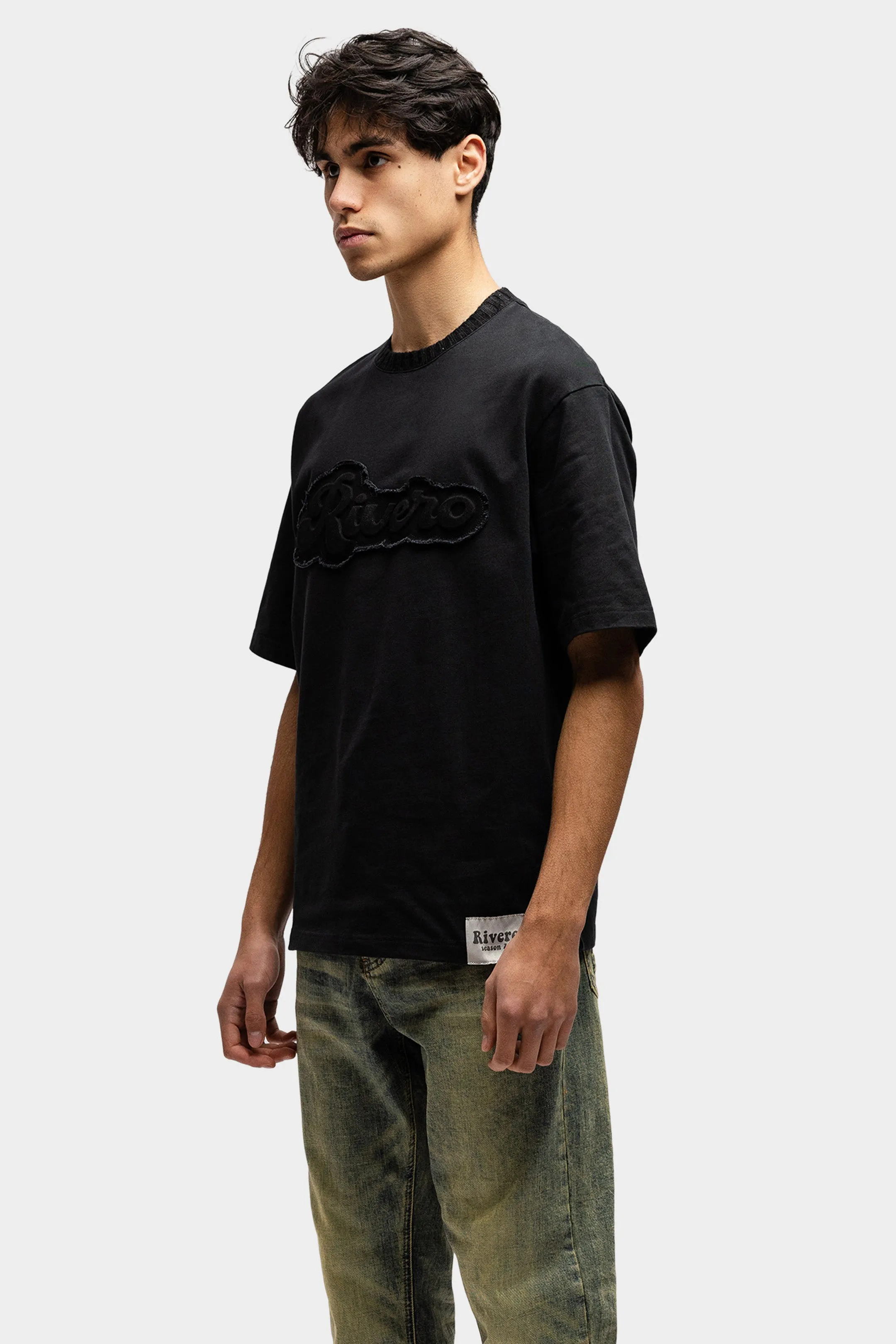 EMBOSSED OVERSIZED T-SHIRT BLACK