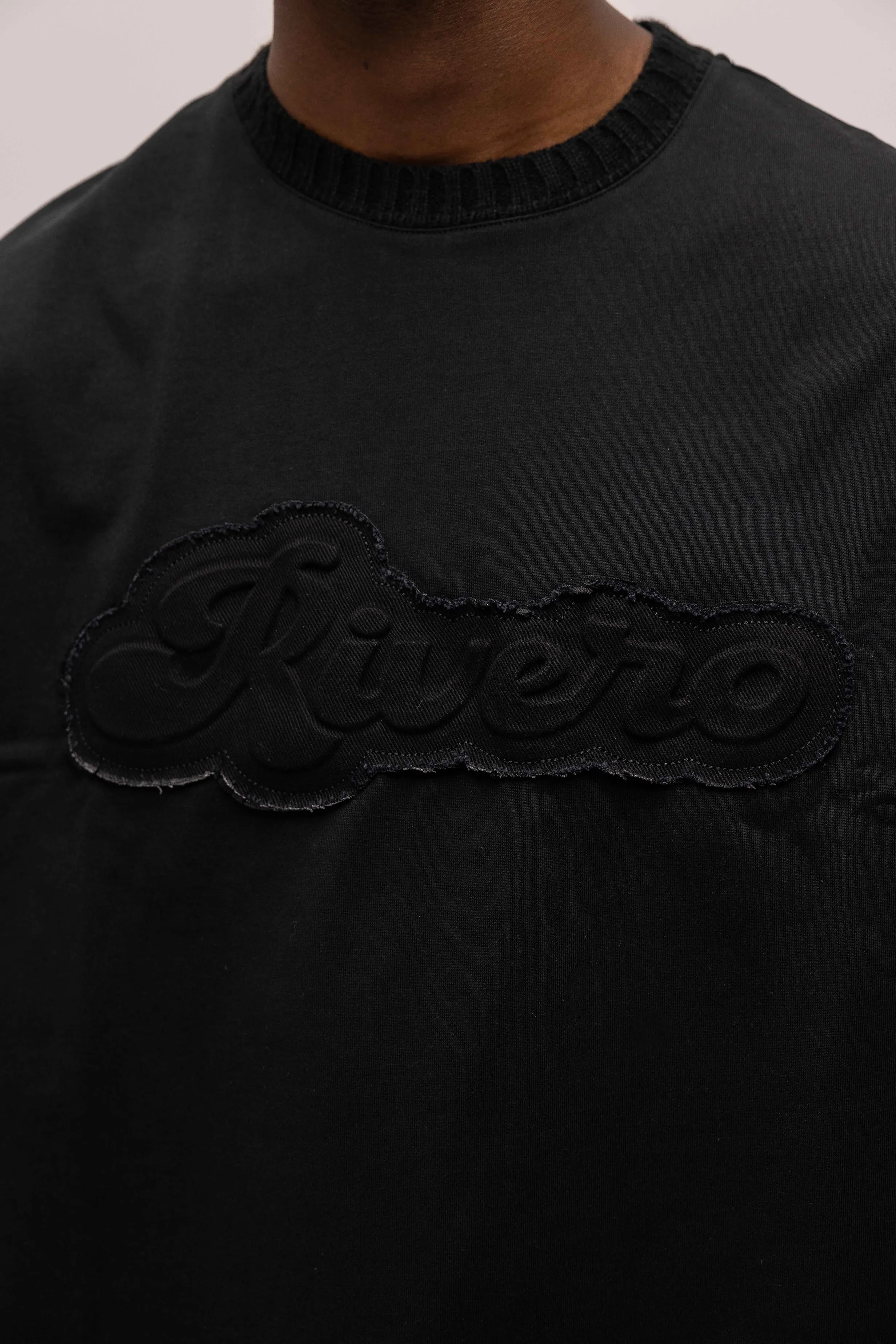 EMBOSSED OVERSIZED T-SHIRT BLACK
