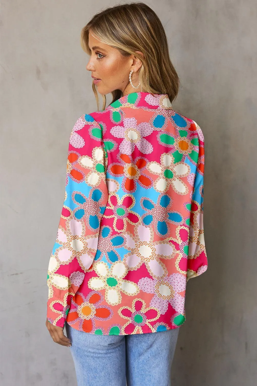Essence Of Spring Buttoned Floral Long Sleeve Blouse