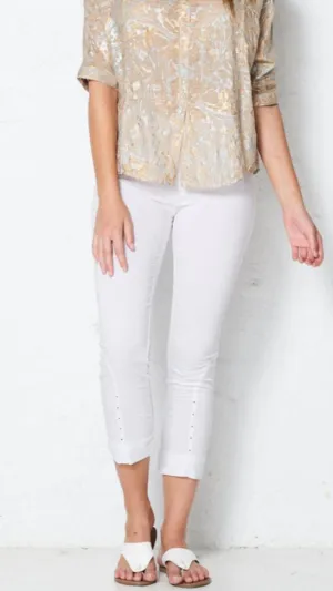 Eyelet 7/8 Pant - White/Light Grey