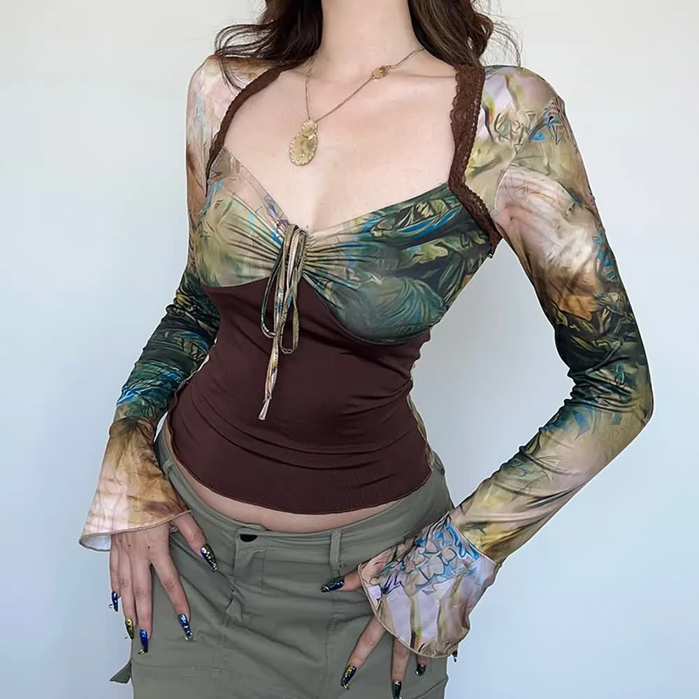 Fairy Grunge Long Sleeve Crop Top