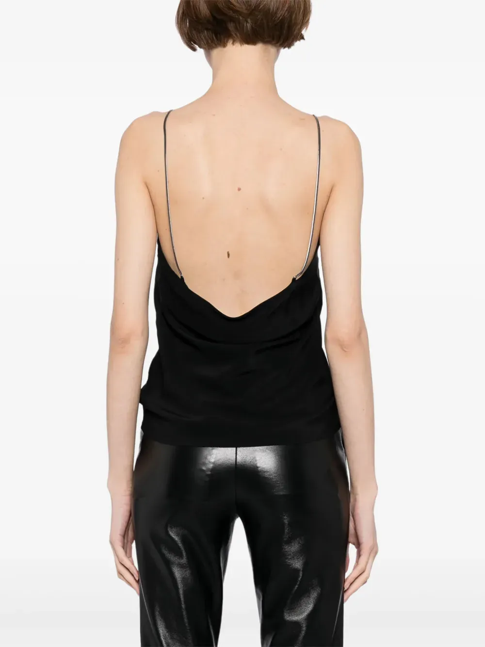 Fine Chain Silk Cami in Black