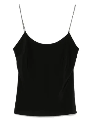 Fine Chain Silk Cami in Black