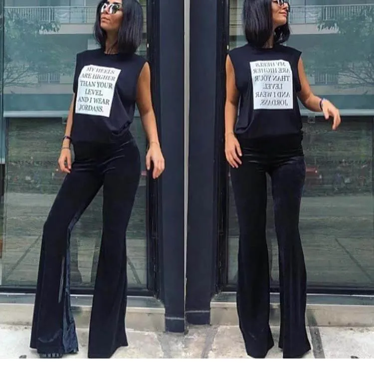 Flare Wide Leg High Waist Velvet Pants