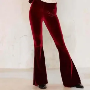 Flare Wide Leg High Waist Velvet Pants