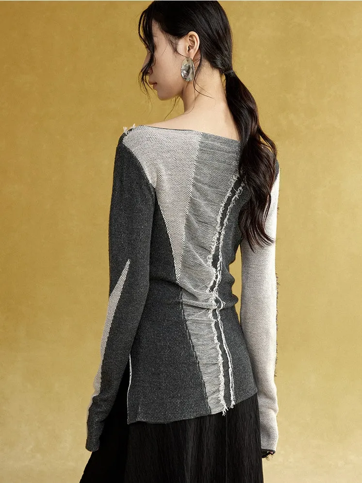 Flowing Jacquard Pullover Sweater