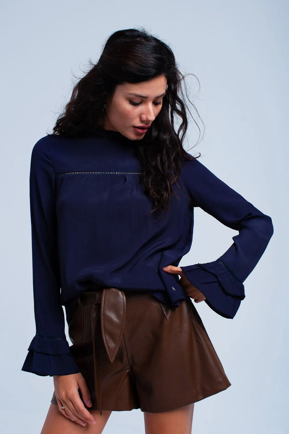 Flowing navy blouse