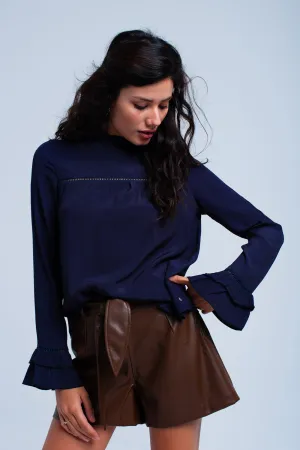 Flowing navy blouse