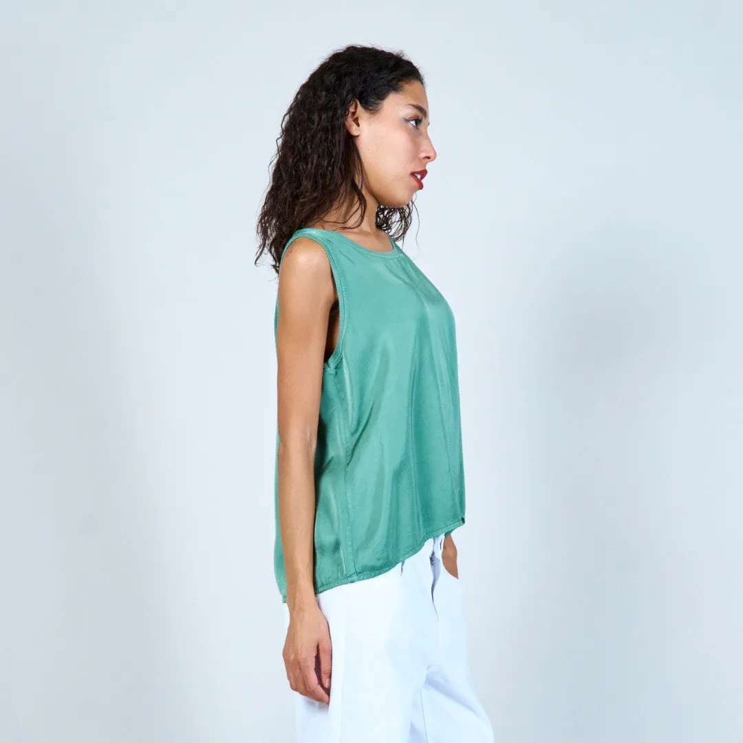 Flowing satin sleeveless top wholesale