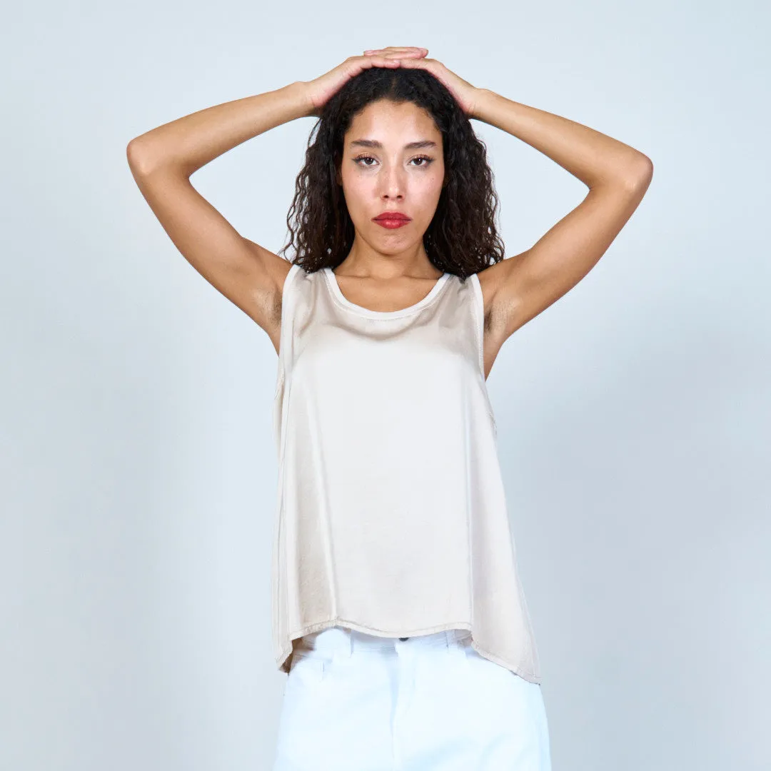 Flowing satin sleeveless top wholesale