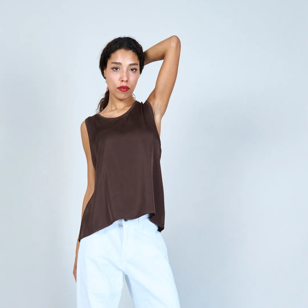 Flowing satin sleeveless top wholesale