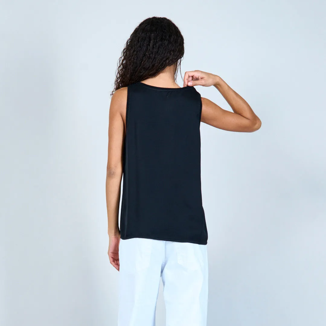 Flowing satin sleeveless top wholesale