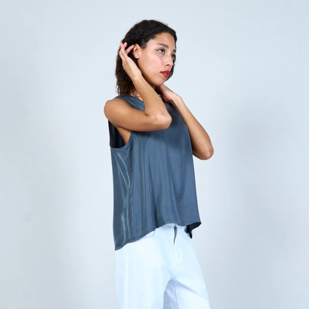 Flowing satin sleeveless top wholesale
