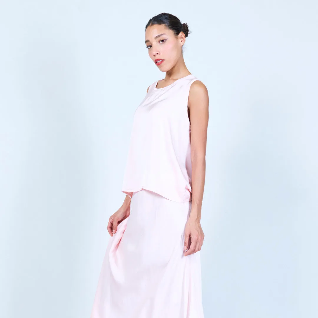 Flowing satin sleeveless top wholesale
