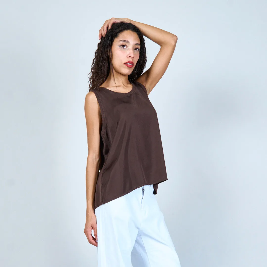 Flowing satin sleeveless top wholesale