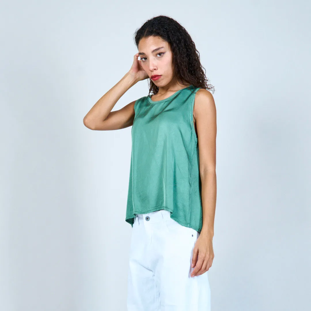 Flowing satin sleeveless top wholesale