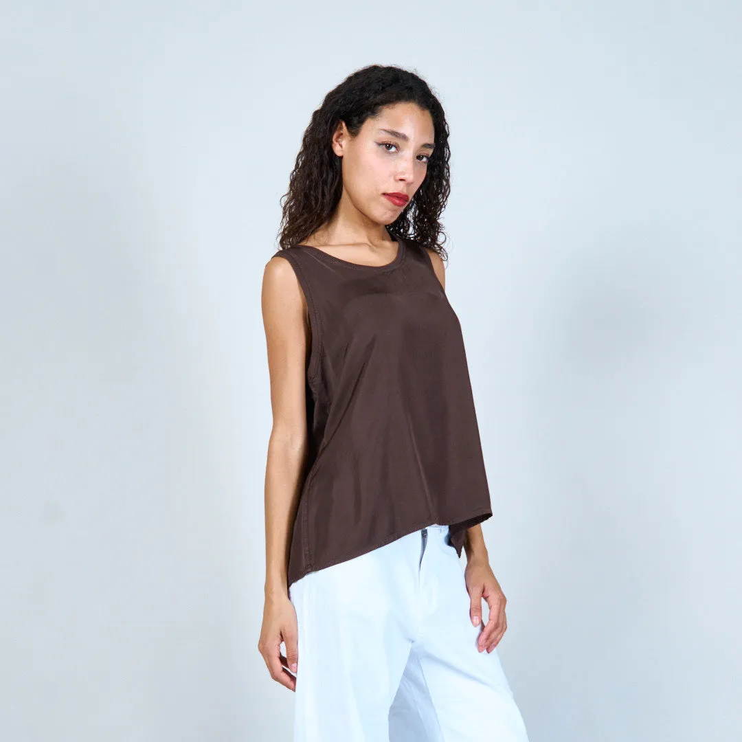 Flowing satin sleeveless top wholesale