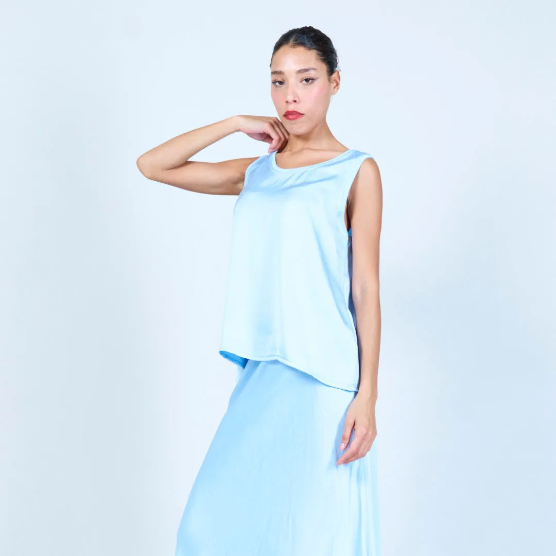 Flowing satin sleeveless top wholesale
