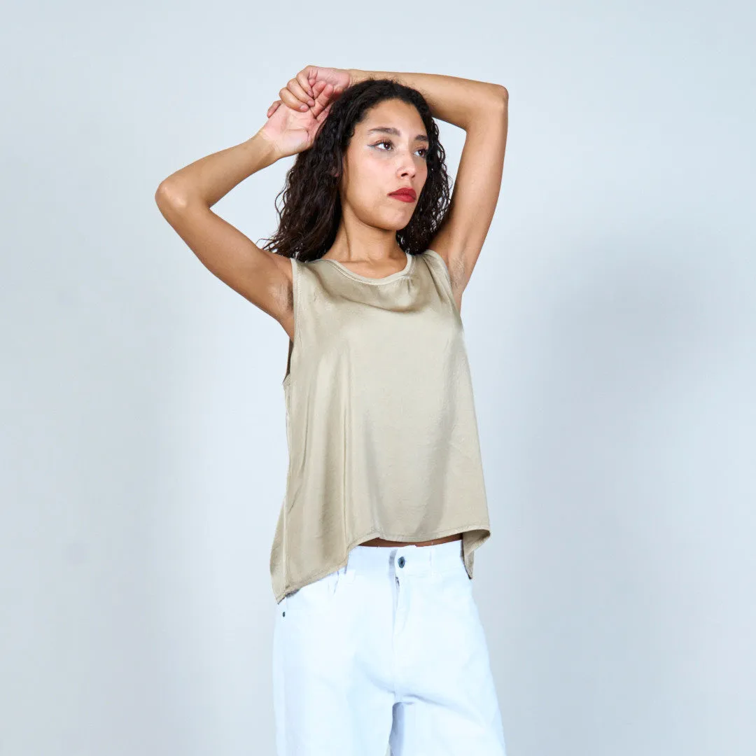 Flowing satin sleeveless top wholesale