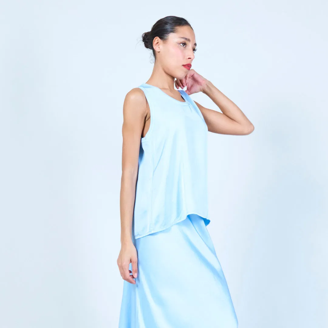 Flowing satin sleeveless top wholesale