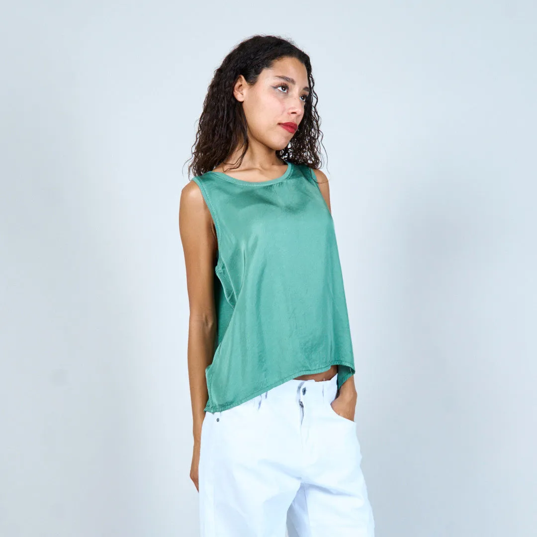 Flowing satin sleeveless top wholesale