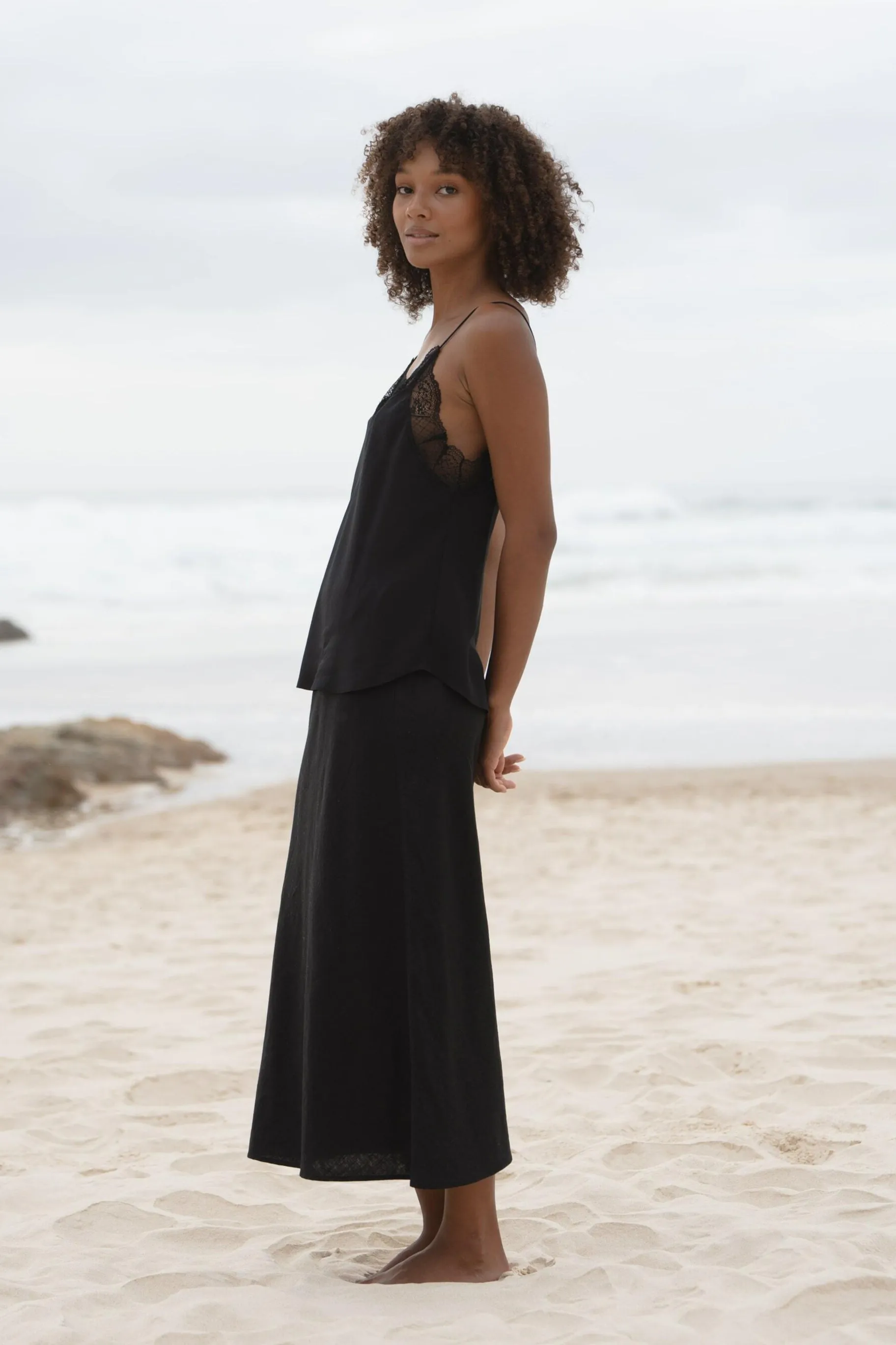 FRANKIE BLACK SILK CAMI