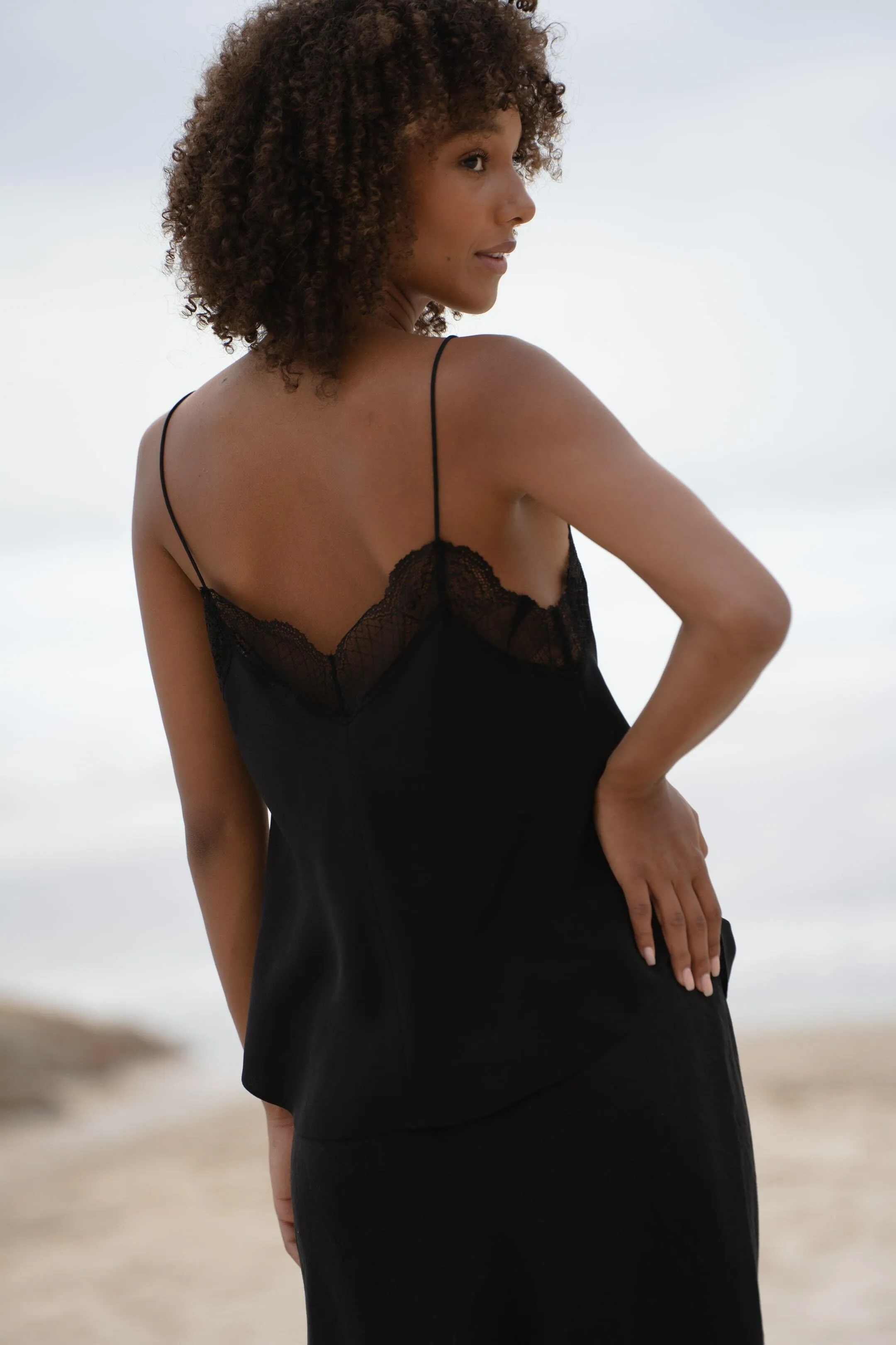 FRANKIE BLACK SILK CAMI