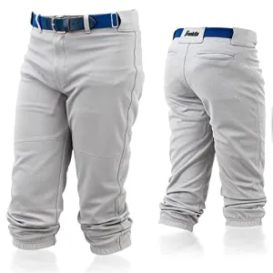 Franklin Sports Youth Baseball Knicker Style   Knee High Softball Pants for Kids - Boys   Girls with Belt Loop - Grey - Youth Small