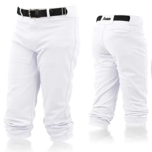 Franklin Sports Youth Baseball   Softball Pants - Knee High White Baseball Pants for Kids - Boys   Girls Knicker Style with Belt Loop - White - Extra Large