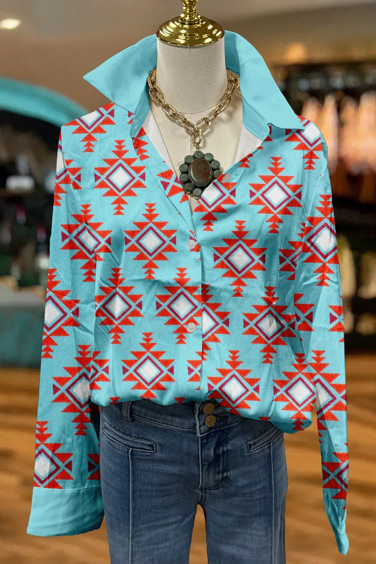 Fresh Western Print Long Sleeve Shirt