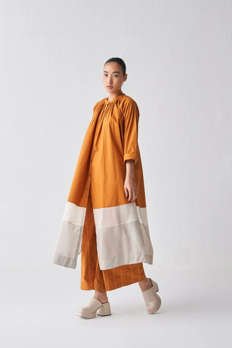Gathered Neck Shirt - Rust