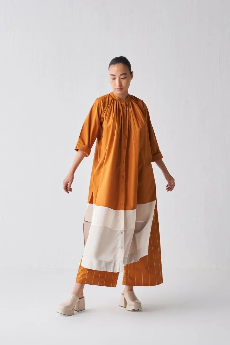 Gathered Neck Shirt - Rust